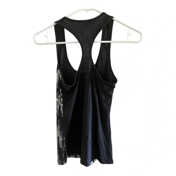 𝅺body CENTRAL LADIES BLACK TANK WITH SILVER SEQUIN DESIGN SIZE SMALL - Picture 3 of 3